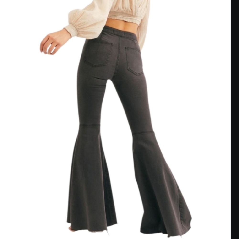 Free People Float On By High-Rise Flare Jeans - Picture 2 of 12